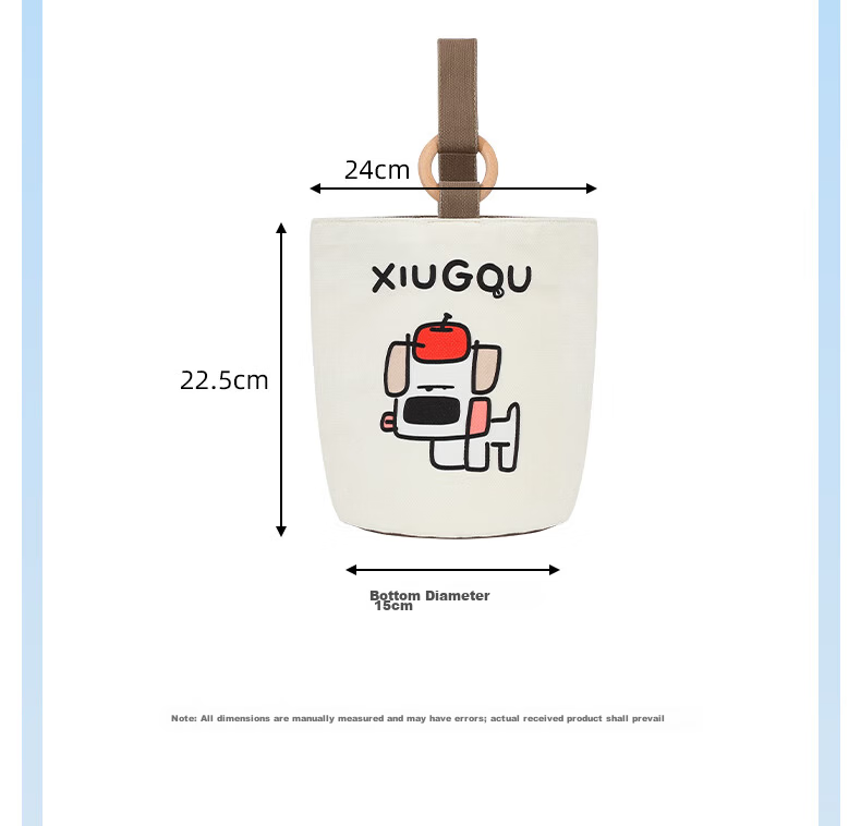 40,000 Kilometers Canvas Bag Wooden Ring Bucket Bag College Student Handbag Casual Niche Gift Commuter Bag 8