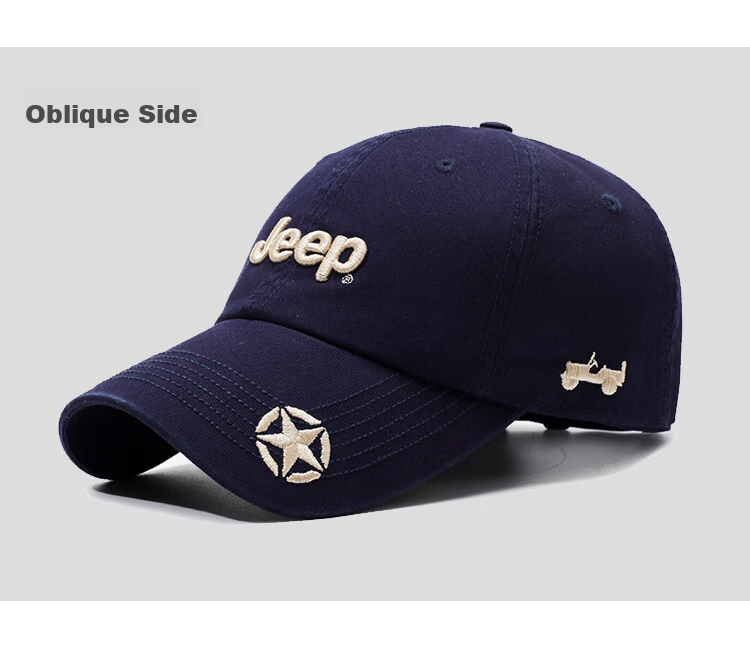 JEEP Men's Baseball Cap Four-Season Trendy Versatile Sunshade Hat Unisex Black 22