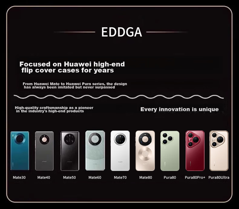 Edgar [Bulk Order] Compatible with Huawei Mate50 Pro 5G Flip Case, Sleep Wake Window, Full Coverage, Drop Protection, Genuine Leather, Heat Dissipation 2
