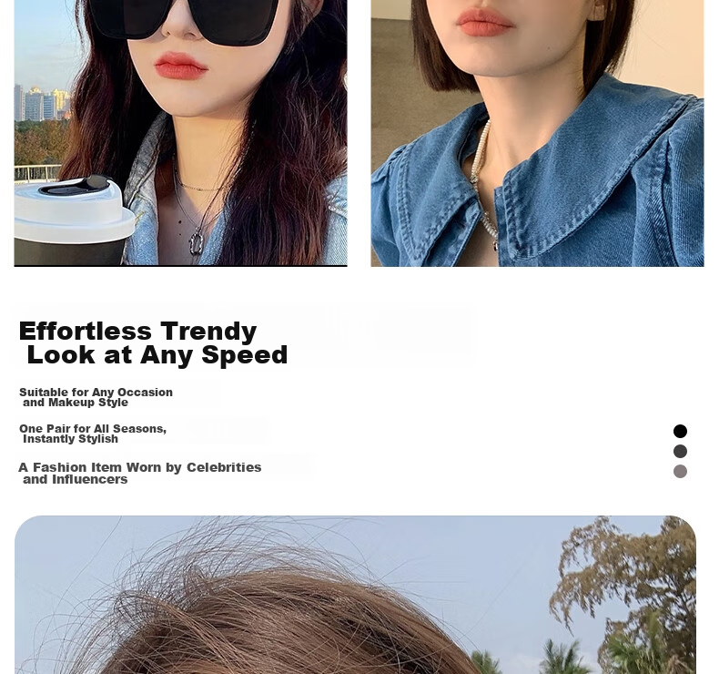 HB Sunglasses-1757 Black Frame Unisex Large Face Slimming Driving UV Protection GM Sunglasses 7