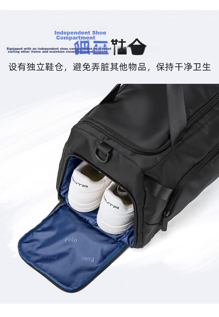 POLO Men's Travel Bag Luggage Duffle with Separate Shoe Compartment Waterproof Sports Gym Bag Business Handbag Birthday Gift 10
