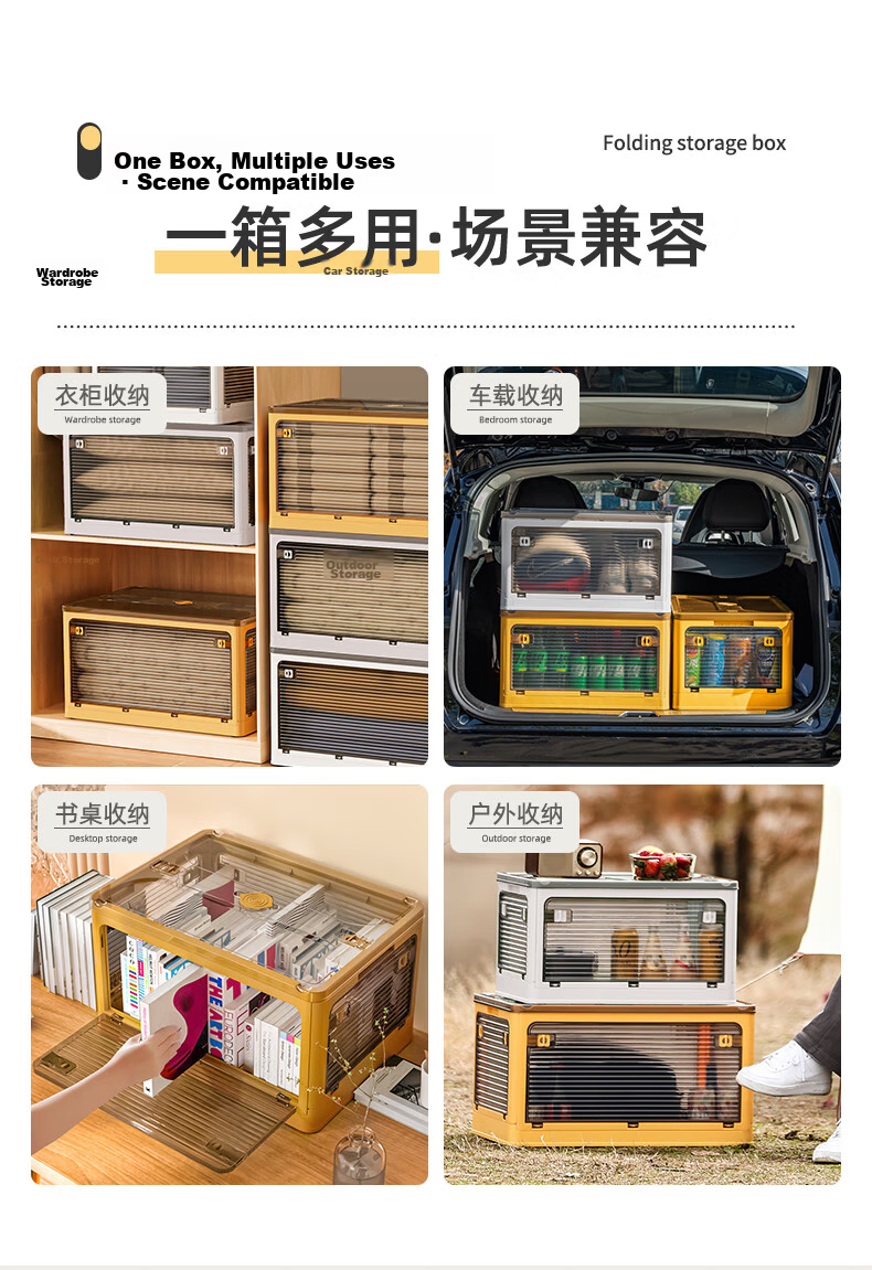 JEKO&JEKO Foldable Storage Box, Toy Organizer, Large Clothing Storage Container, Book Moving And Packing Box, Yellow, 1 Piece 13