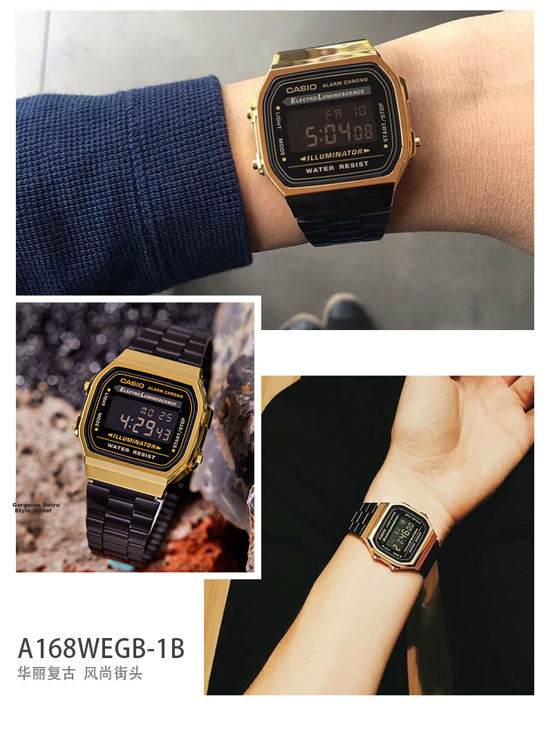 Casio Retro Square Digital Watch for Students, Unisex, A168WERB-2A 19