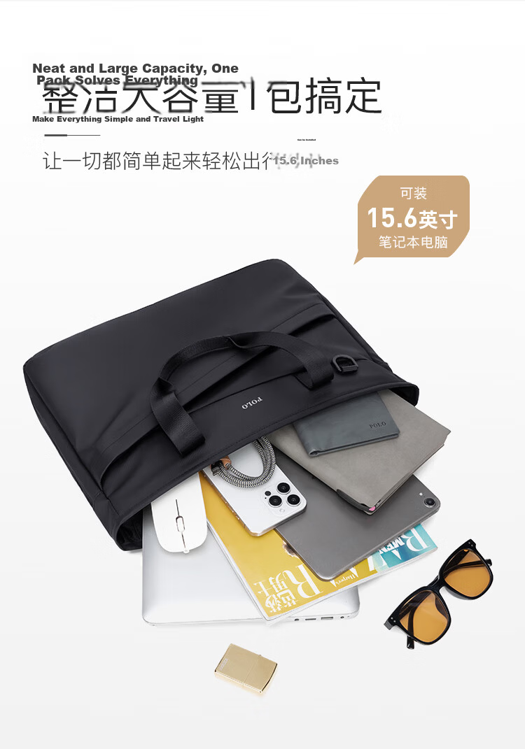 POLO Business Briefcase Expandable Men's Handbag 14/15.6 Inch Laptop Bag Shoulder Bag Gift for Boyfriend 9