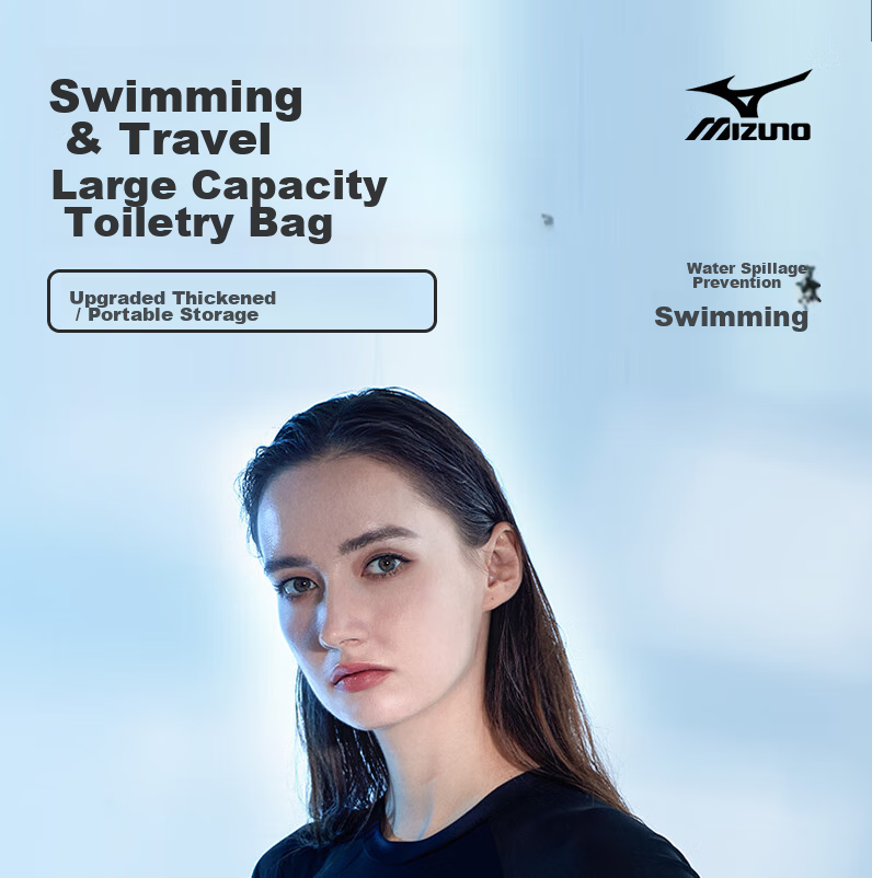 MIZUNO Multifunctional Dry and Wet Swimming Bag Portable Handheld Water-Resistant Toiletry Fitness Storage Sports Gear 3003 Black 1