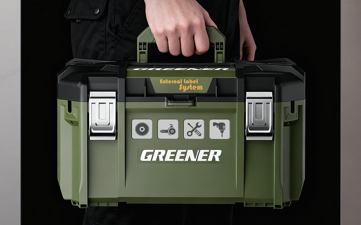 GREENER Flexible Snake Stackable Large Toolbox Hardware Storage Box Impact Drill Electric Hammer with Wheels Multifunctional Electrician Tool 4