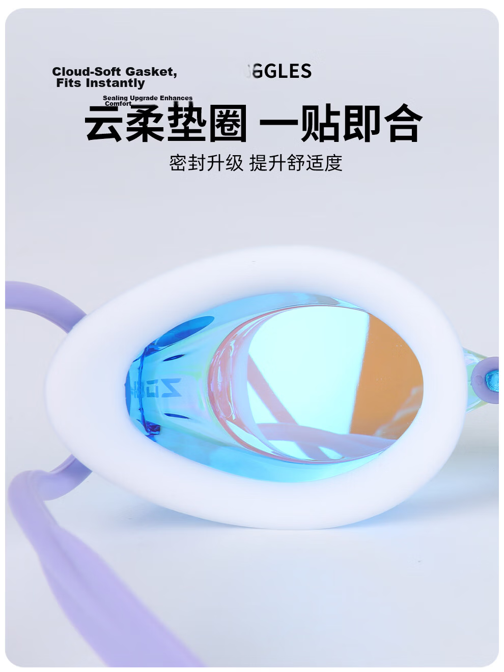 ZOKE Adult Prescription High-Definition Anti-Fog Waterproof Unisex Electroplated Swimming Goggles 624501303-4 Blue Purple White 500 Degree 3