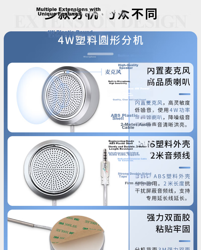 DESHUN Window Two-Way Intercom DS-1908-4W Round Bank Hospital Counter Station Post Office Window Dedicated Intercom Amplifier Microphone 7
