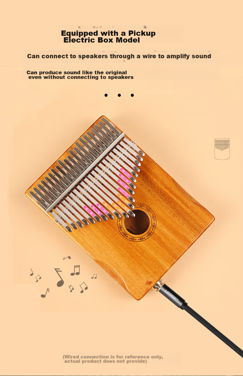 Asasi 21-Key Kalimba Thumb Piano for Adults And Children, Beginner Finger Piano Gift Portable Musical Instrument Peach Electric Case Model 7