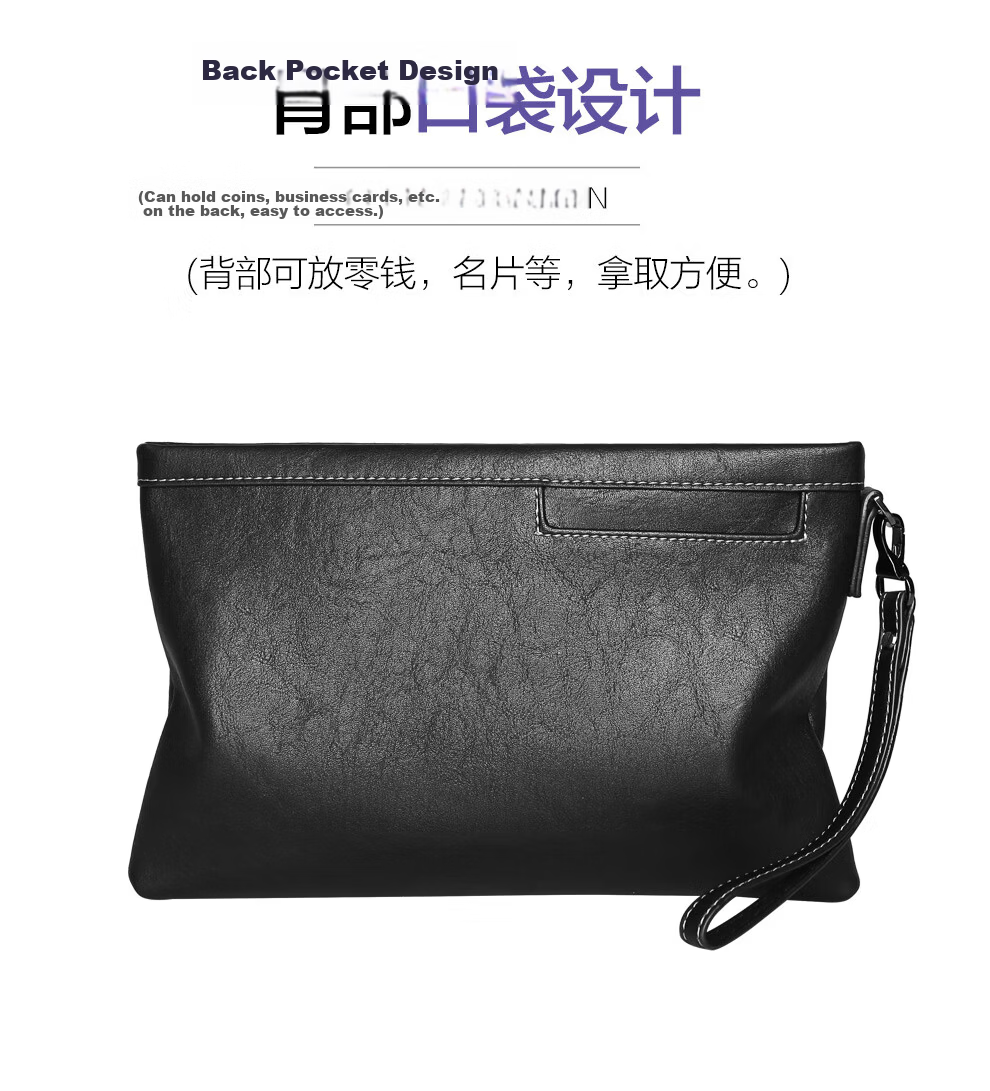 COW Men's Large Capacity Multifunctional Clutch Wallet Card Holder Envelope Zipper Bag 9808 18