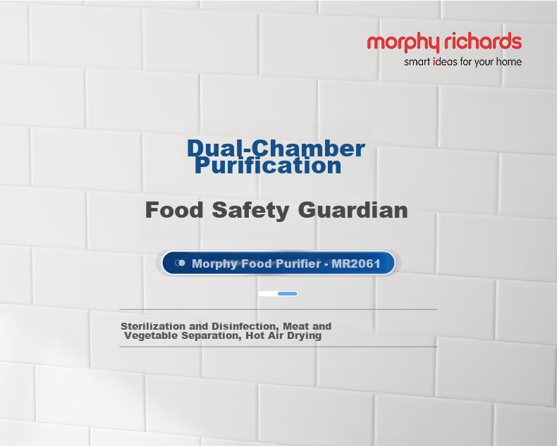 Morphyrichards Fruit and Vegetable Washer Home Dual-Chamber Wired Vegetable Cleaner Vegetable and Fruit Residue Removal Purification Machine MR2061 Luxury Blue 1