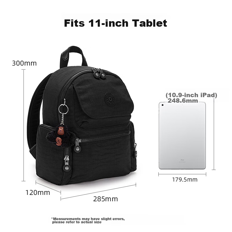 Kipling Multi-Compartment Backpack MATTA Deep Black Birthday Gift Student School Bag 1