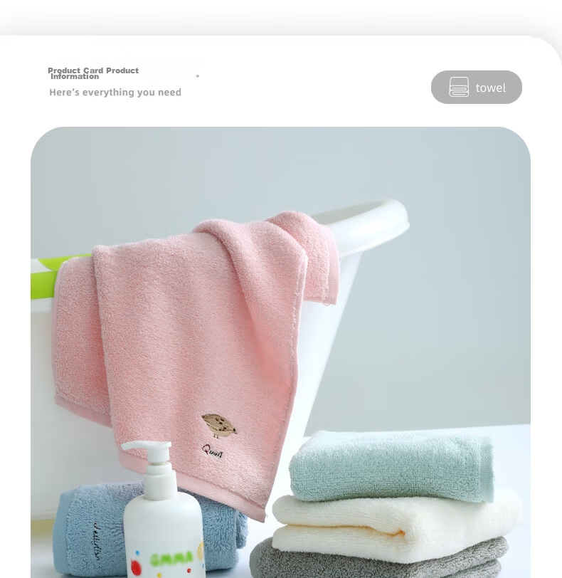 Jinhao A-Class Pure Cotton Face Towels for Children, 100% Cotton Facial Cloths, Women's Towels, Ins Embroidered, Pack of 5 2
