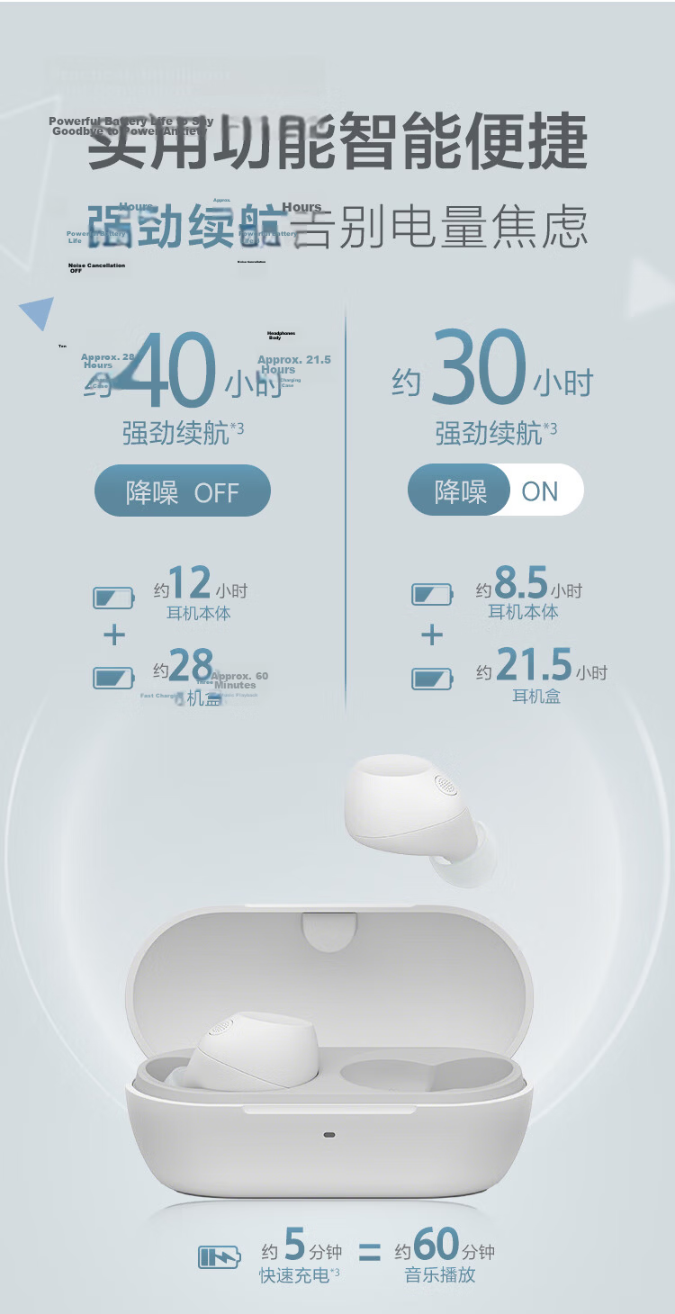 SONY WF-C710N Casual Comfortable True Wireless Noise Cancelling Earbuds White Back to School Essential 12