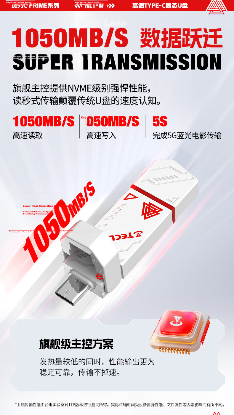 TECLAST 512GB Solid State USB Flash Drive High-Speed Mobile USB Type-C Dual Interface USB 3.2 1050MB/s Read Speed Large Capacity External SSD Metal USB Drive 3