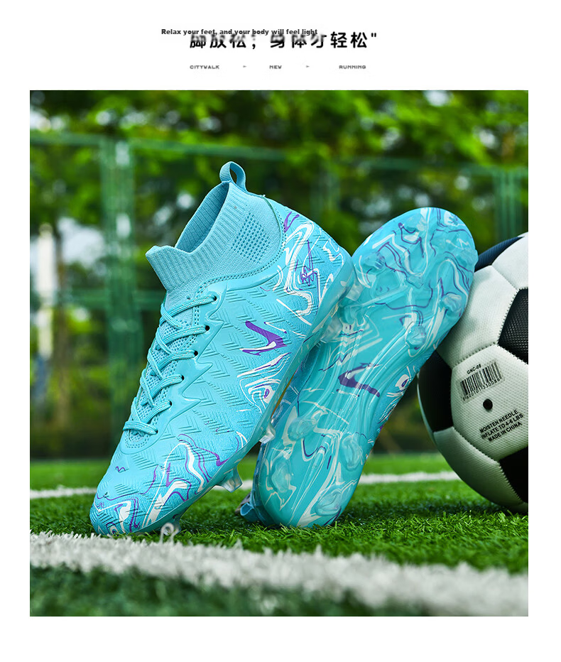 Shuangxing Men's High-Top Breathable FG Studded Professional Football Shoes Black Moon White 42 35