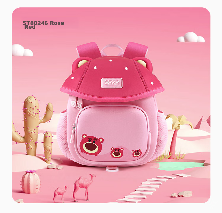 Disney Kindergarten Backpack for Boys and Girls, Cute Preschool Small Double Shoulder Bag with Anti-Lost Feature, Model ST80246 Red Yellow 14