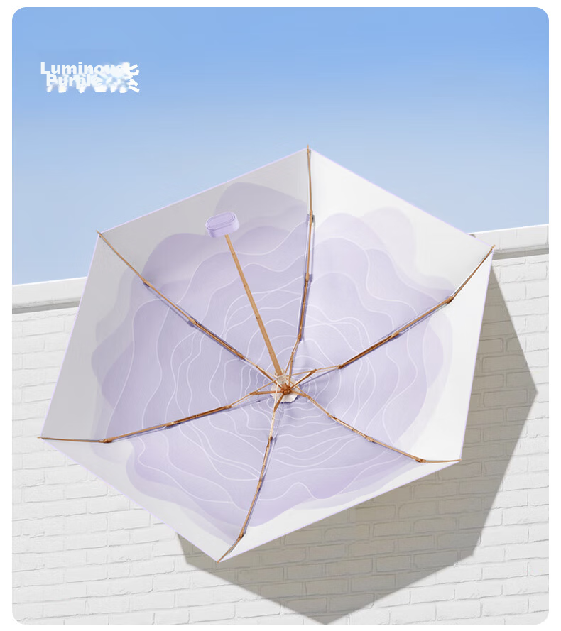 MAYDU Sun Umbrella, UV Protection, Compact, Suitable for Rain Or Shine, Women's Parasol, Five-Fold, Ultra-Light Pocket Umbrella M5208 Blue 15