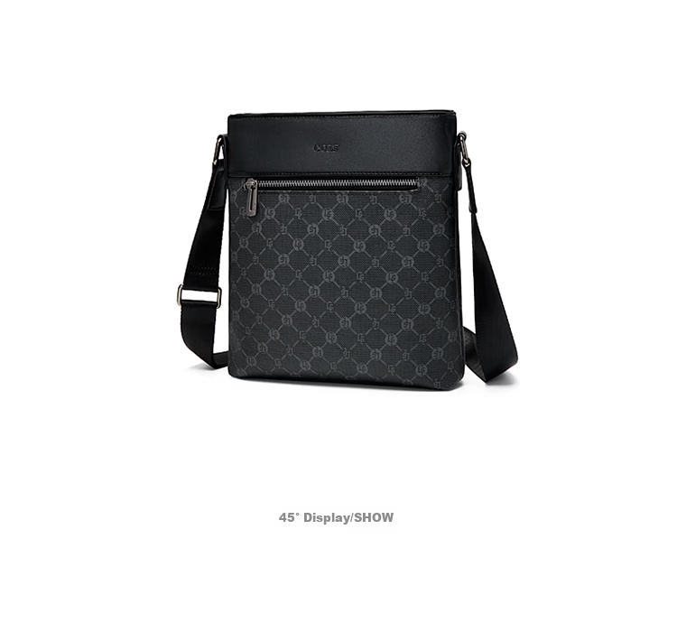 GOLF Men's Large Capacity Vintage Print Single Shoulder Crossbody Bag Vertical Style iPad Compatible Business Casual Small Square Bag Black Gift for Boyfriend and Father 14