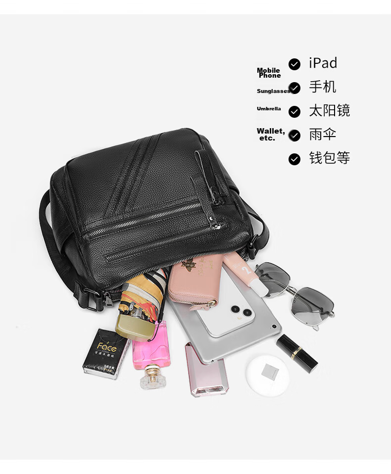 C.BANNER Genuine Leather Women's Bag Mom Bag Large Capacity Crossbody Bag Middle-aged and Elderly Birthday Gift Premium Feel for Girlfriend Wife 6
