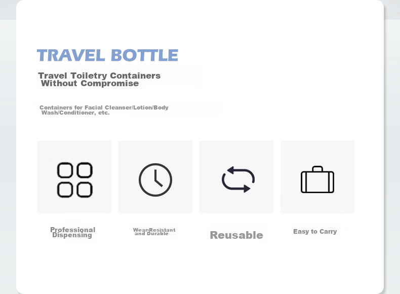 40,000km Travel Portable Shampoo and Body Wash Refillable Press Bottle Toiletry Travel Dispenser Bottle 2