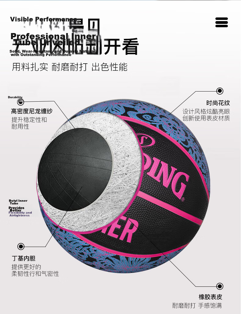 SPALDING Rubber Size 6 Women's Indoor Outdoor Basketball 84-979Y6REV1 8