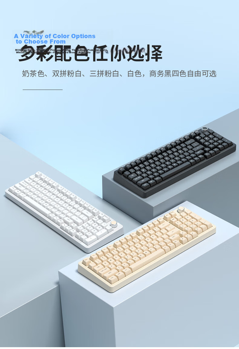 HP K10G-98L Custom Mechanical Keyboard, Four-Layer Sound-Absorbing Cotton Filling Wired Keyboard Gasket Structure, 98-Key Layout with Knob, Full Hot-Swappable 3