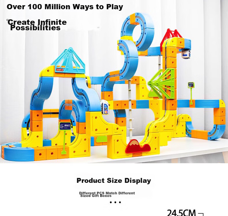 SHANGYUN Children's Toy Car for Boys, Anti-Gravity Track Roller Coaster, Educational Assembly DIY Train, Birthday Gift for Ages 3-6, 10 14