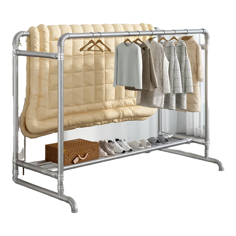 Baoyouni Clothes Drying Rack Floor-Standing Indoor Outdoor Home Balcony Bedroom Thickened Galvanized Tube 25mm Clothes Rod for Drying Quilts