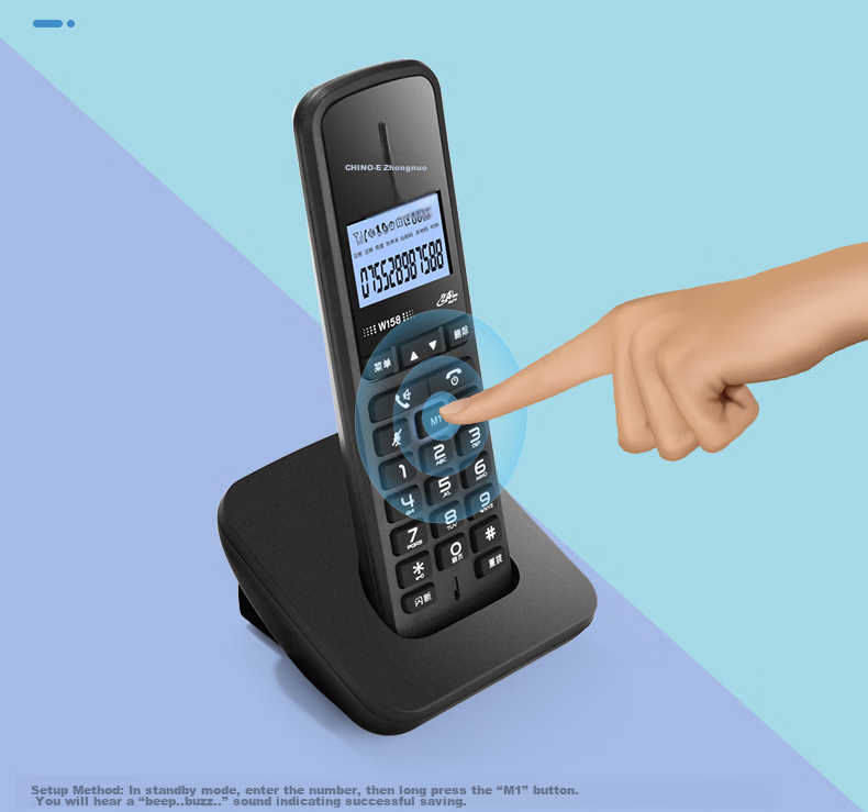CHINO-E Cordless Digital Telephone Landline Single-Line Phone with Chinese Menu, Parent-Child System, Wireless Landline, Requires Telephone Line, Fixed-Line Phone W158 Orange 11
