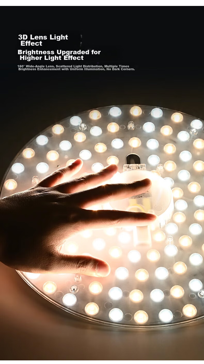 FSL Foshan Lighting LED Lamp Core Replacement Magnetic Suction Lamp Panel SMD Retrofit Lamp Board Energy-saving Round Tube 22W/Daylight White φ155mm with Terminal Block 8