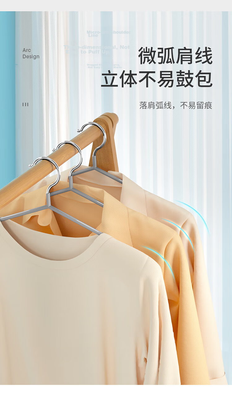 Meiliya Non-Slip Clothes Hangers, Adult No-Trace Household Drying Hangers, Traditional Gray Clothes Hangers, 30 Pieces 4