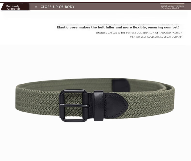 Half Cigarette Canvas Elastic Waist Belt Men No-Hole Woven Military Training Belt Gift 7