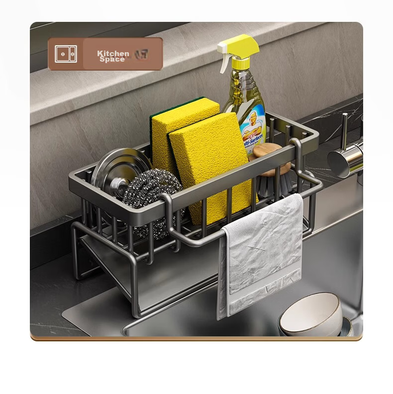 JiaDu Kitchen Sink Rack Sponge Draining Rack Faucet Dishwashing Detergent Steel Wool Storage Organizer Tool 13