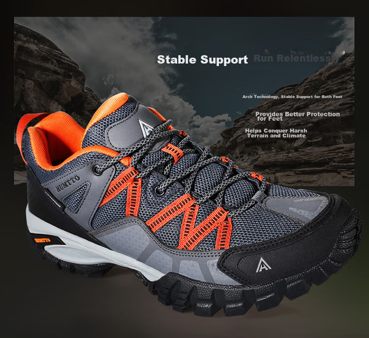 HUMTTO Mesh Hiking Shoes, All-Season Comfortable Breathable Trekking Shoes, Urban Outdoor Casual Men's Shoes, White Deep Blue, Size 44 5