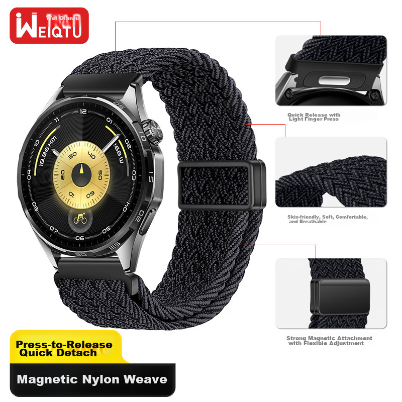 Weiqiantu Magnetic Woven Strap Compatible with Huawei Watch GT7/GT6/GT5/Pro/Watch5/4Pro/Buds2/GT3/4/Pro Extraordinary Master 2 Unisex Band