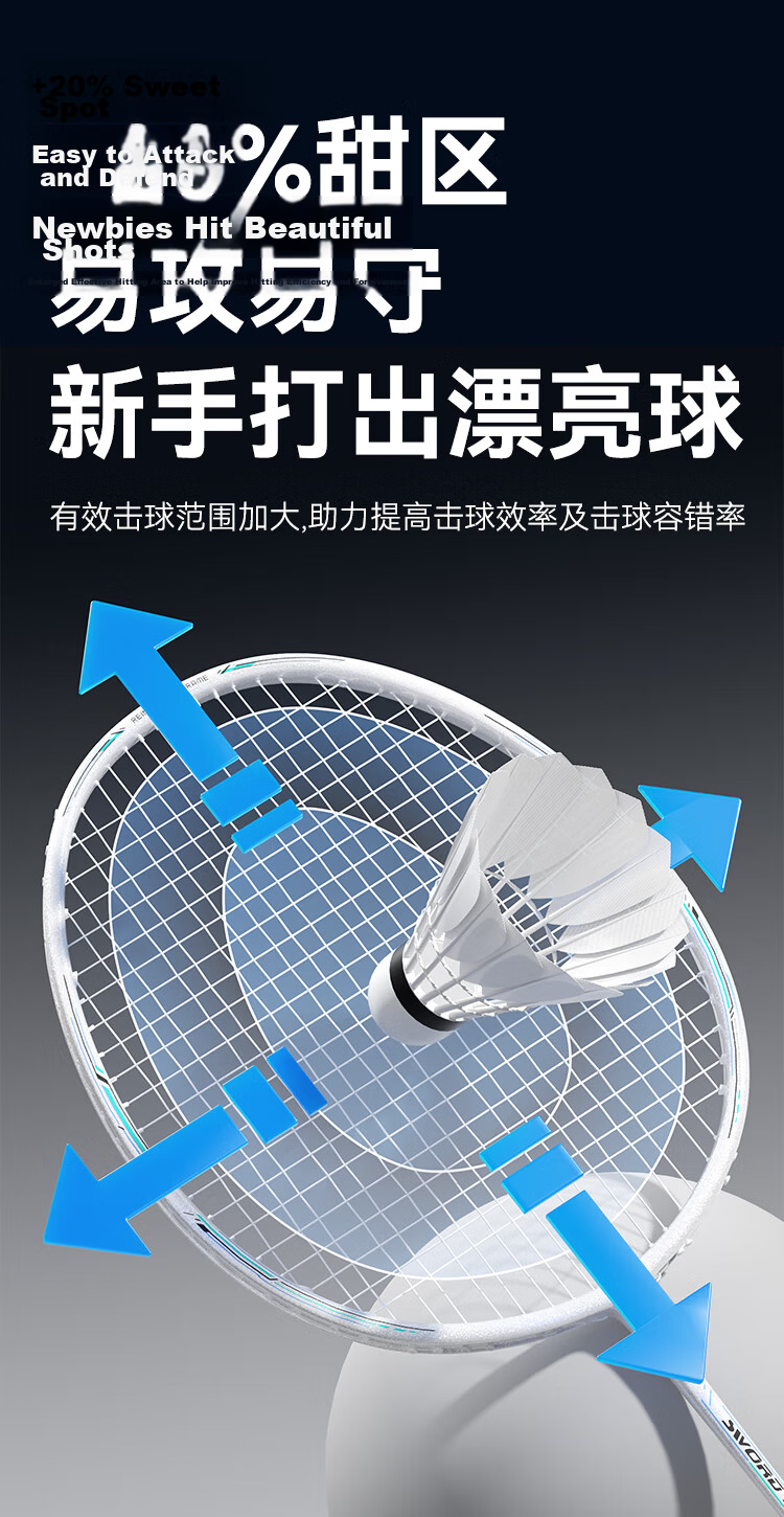 JD Original Full Carbon Badminton Racket, Durable Ultra-Light Pre-Strung, Li Ren 700 Pair Rackets, with Free Racket Case + 10 Shuttlecocks 10