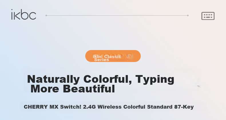 Ikbc W200 Wireless Keyboard, 87 Keys, Mechanical Keyboard for Office Typing with Good Feel, Cherry Keyboard for E-Sports Gaming, White Brown Switch 2