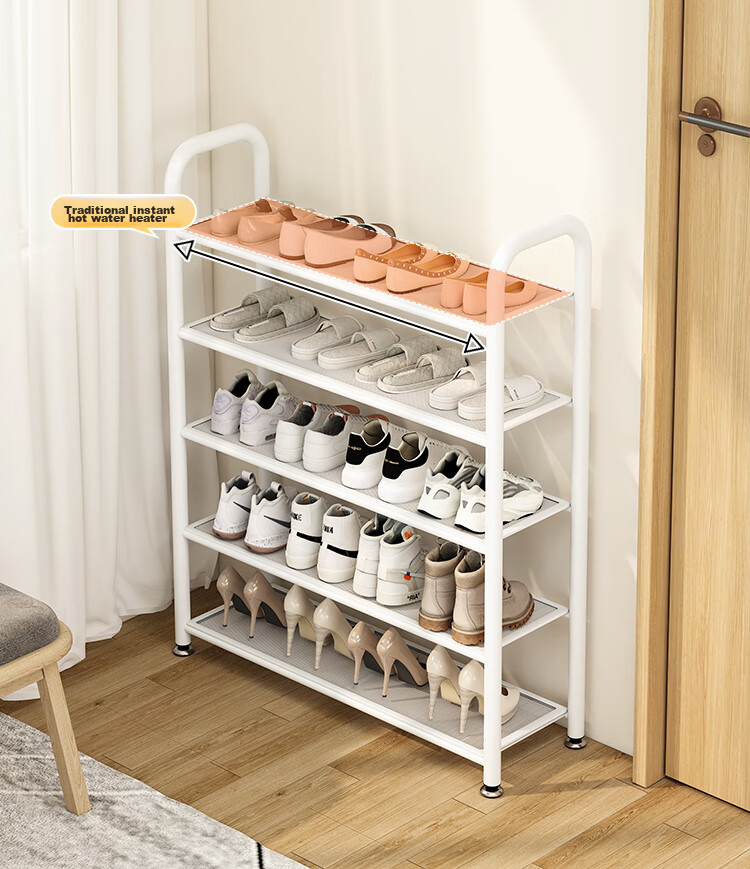 QIAONAMEI Shoe Rack, Entryway Dorm Simple Shoe Shelf, Home Small Storage Rack, Indoor Dustproof Shoe Cabinet QNM2226-WH 6