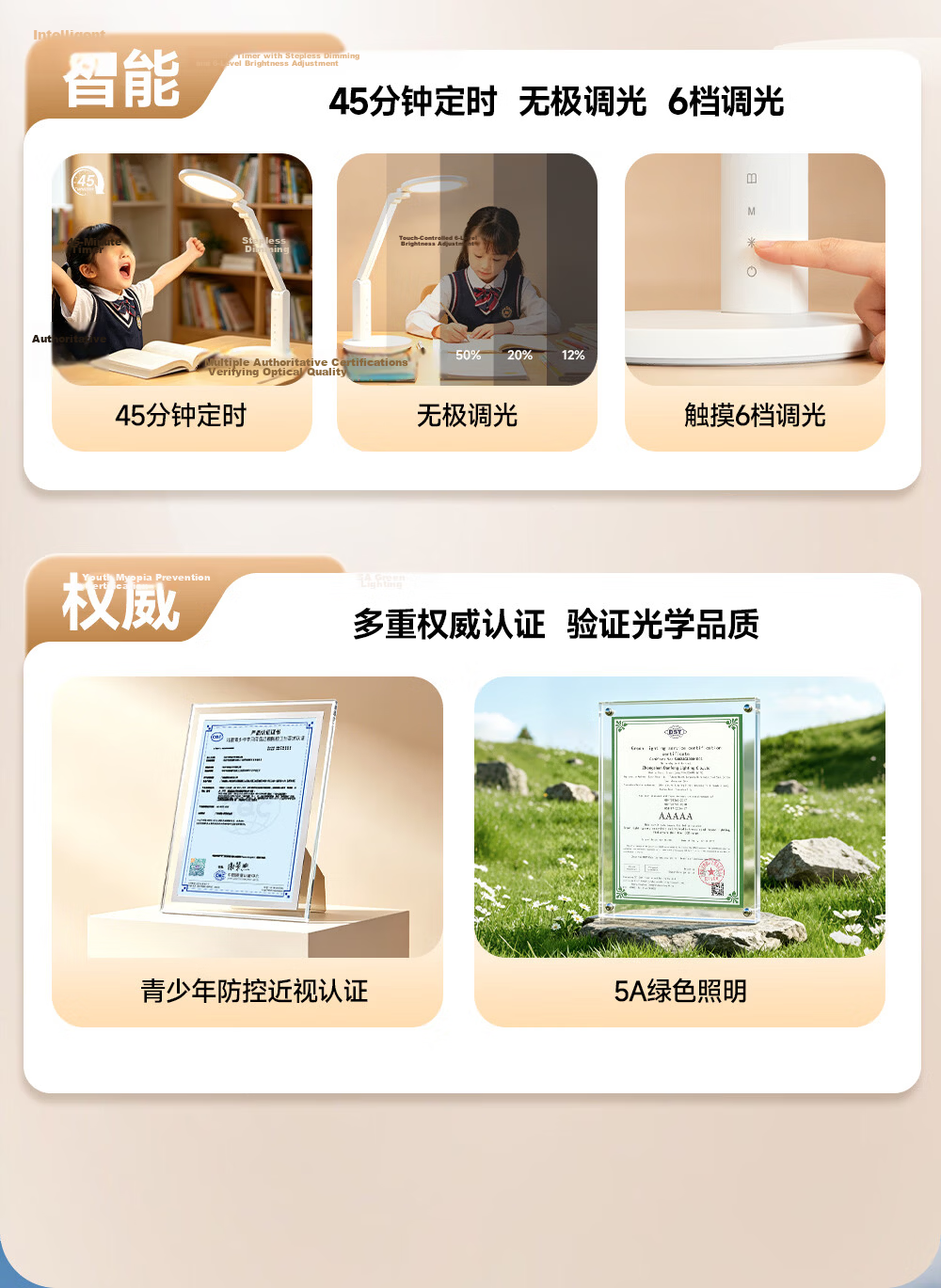 HP Eye Protection Desk Lamp AAAAA Grade Children's Student Study Room Bedroom Reading Lamp Home Eye Care Light Angel Light 3