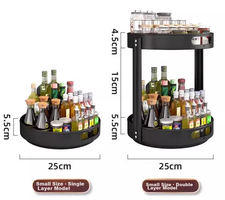 Eight Thousand Lines Rotating Spice Rack Kitchen Soy Sauce Vinegar Seasoning Bottle Storage Tray Rotatable Single-Layer Large Size 15