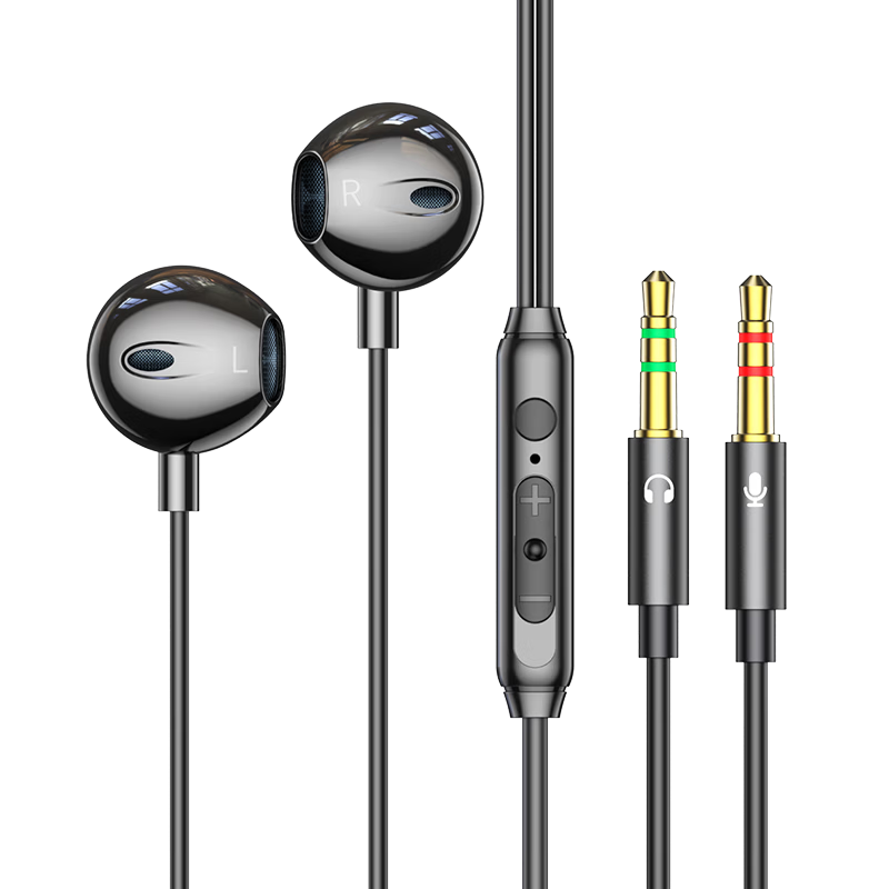 Chengao High-Quality Wired Computer Headset with Microphone Dual 3.5mm Plugs 2m Black for Exam Desktop Laptop Gaming Sound Card Live Streaming Microphone 2-in-1