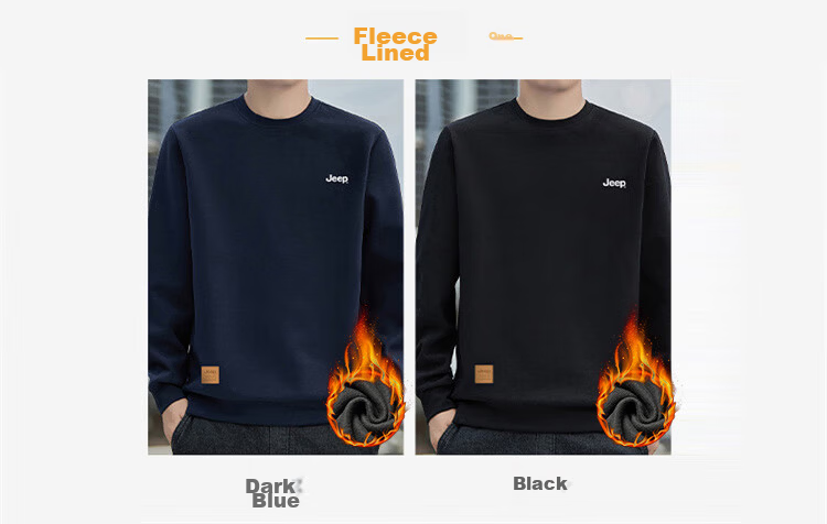 JEEP Men's Sweatshirt Spring and Autumn Loose Long Sleeve T-Shirt Deep Blue XL 8