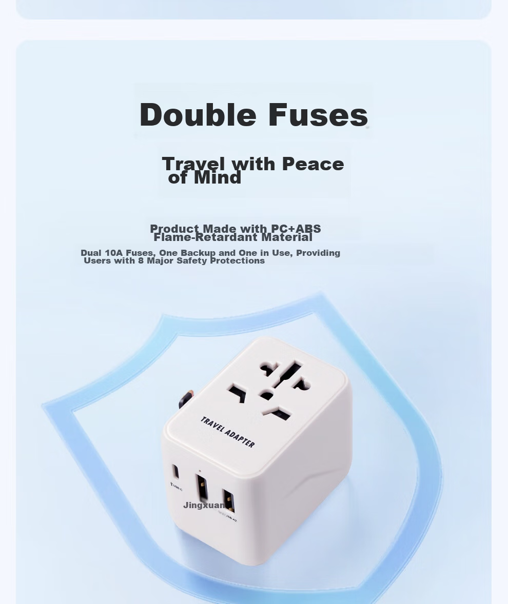 Jingxuan JINGDONG, Own Brand, Global Multi-Country Travel Adapter Plug, Universal for Overseas Travel/Study Converter, Suitable for UK/EU/Australia/Japan/Hong Kong Standards 10