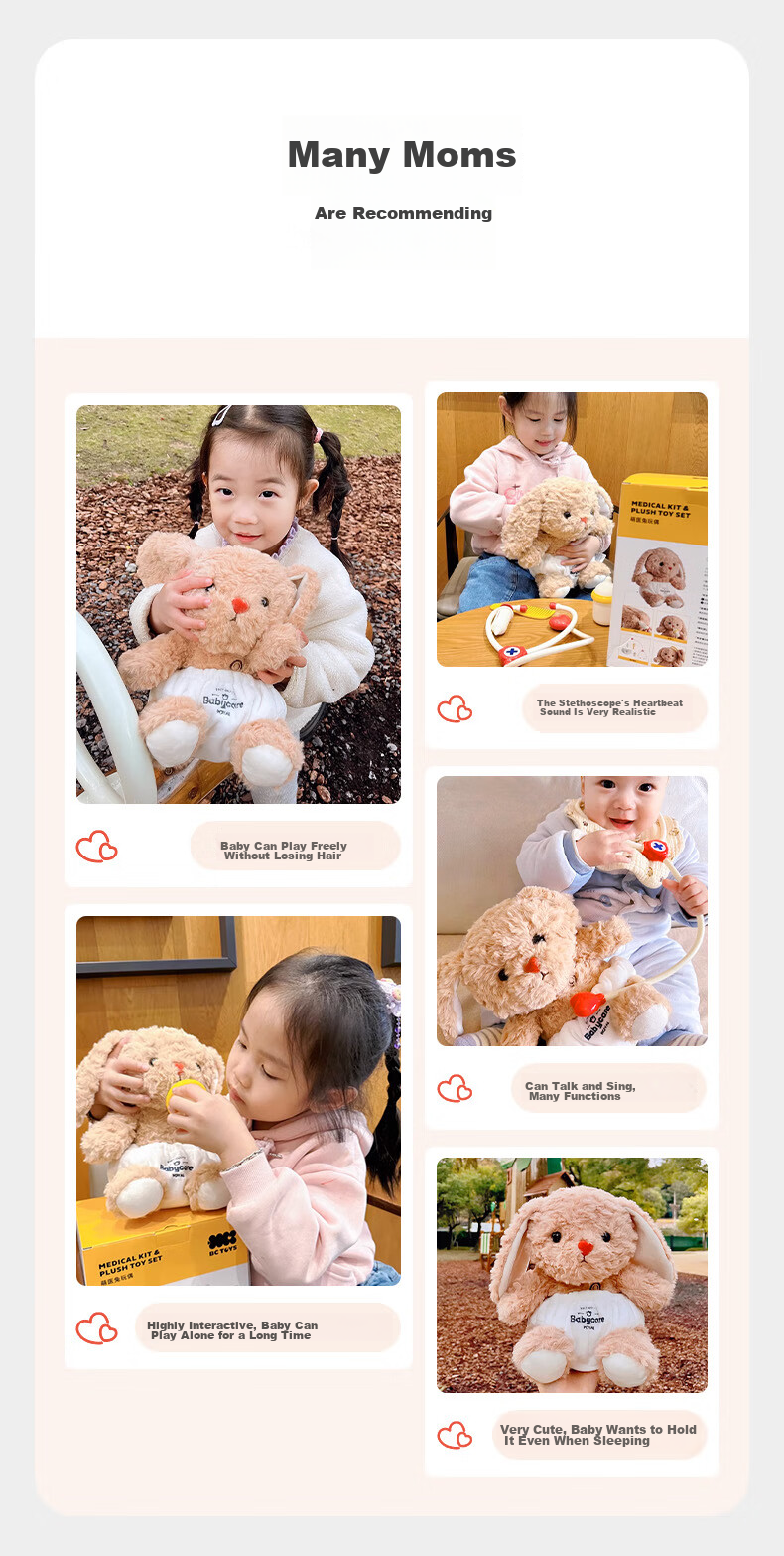 Babycare Pretend Play Children's Animal Plush Toy Educational Girl Birthday Gift Cute Doctor Plush Rabbit - Bingbing 17
