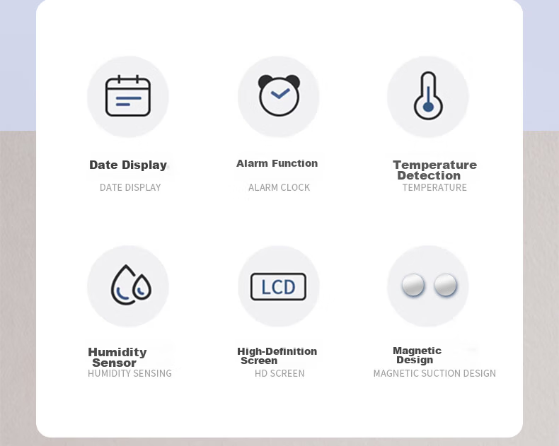Hense Indoor Temperature and Humidity Clock Alarm Kitchen Clock Refrigerator Magnet Electronic Clock Desktop Clock Electronic Watch Wall Clock Table Clock HA8218 White Back to School Season 2