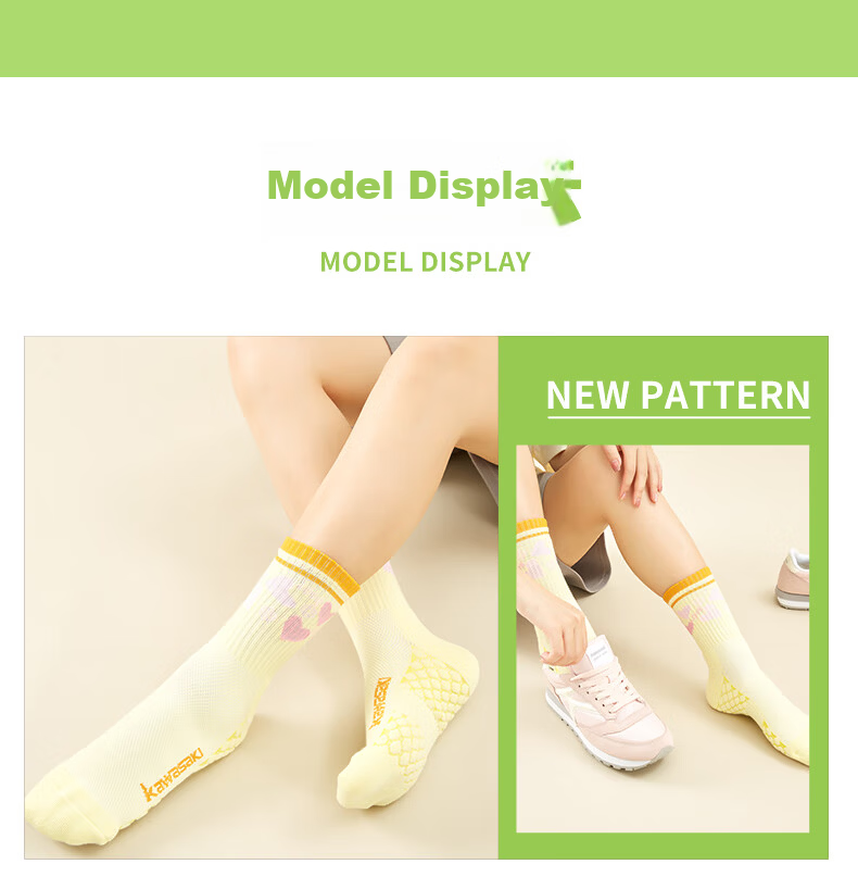 KAWASAKI Women's Breathable Running Badminton Sports Socks A6205 (3 Pairs) White Blue Green One Size 7