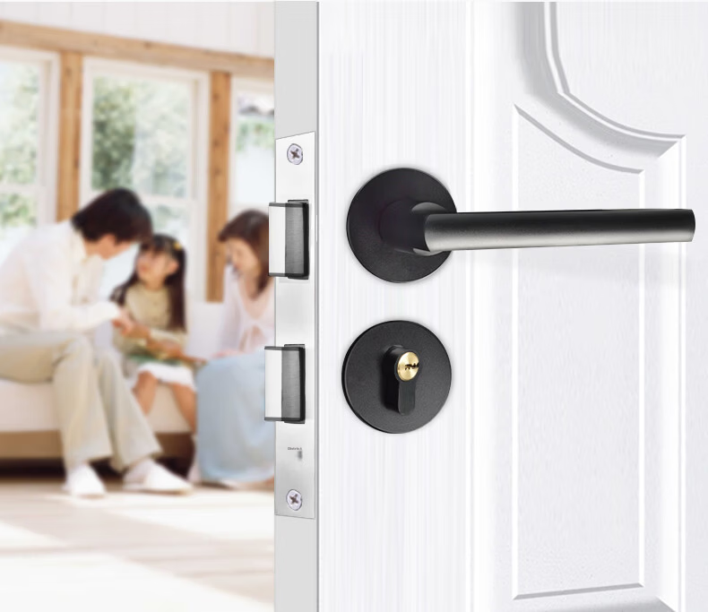 HOTUN Magnetic Door Lock Split Indoor Door Lock Bedroom Door Lock Wooden Door Lock HD-C1 Black 2
