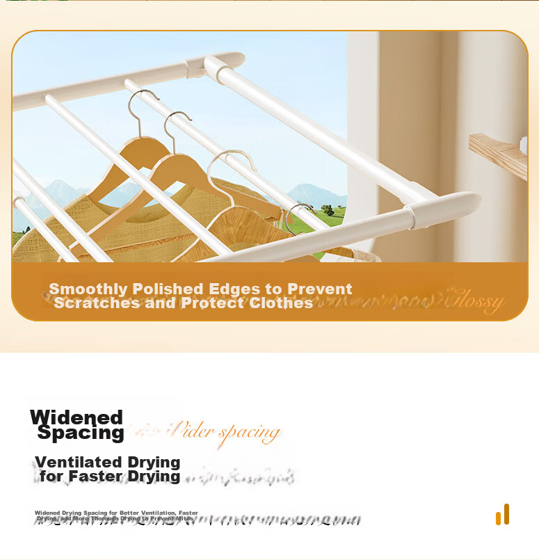 Wenna Floor-Mounted Mobile Foldable Wing-Shaped Indoor Clothes Drying Rack Balcony Hanger 8