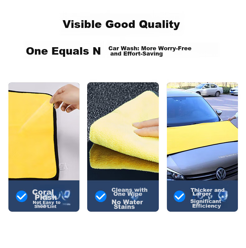 KOOLIFE Suede Car Cleaning Towel, Car Interior Specialized Suede And Chamois Leather Towel, Stain-Free Strong Absorbent, 4-Pack 3
